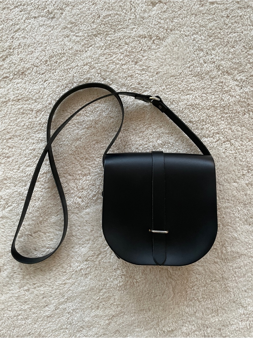 Cambridge Satchel Company Black Saddle Crossbody Bag Leather